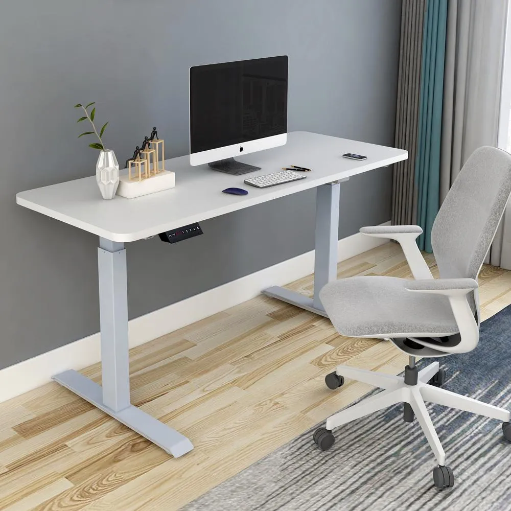 120cm Standing Desk | Height Adjustable | Sit Grey Stand | Motorised | Single Motor Frame | Birch Top