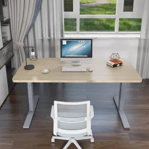 120cm Standing Desk | Height Adjustable | Sit Grey Stand | Motorised | Single Motor Frame | Birch Top