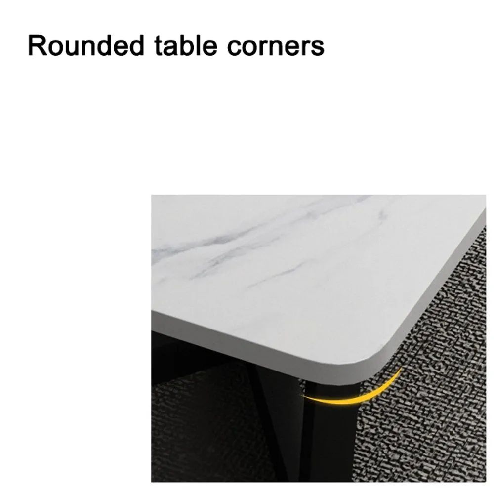 120x60cm Glossy Pandora Minimalist Slate Coffee Table | Marble Tea Table | Solid Metal Legs