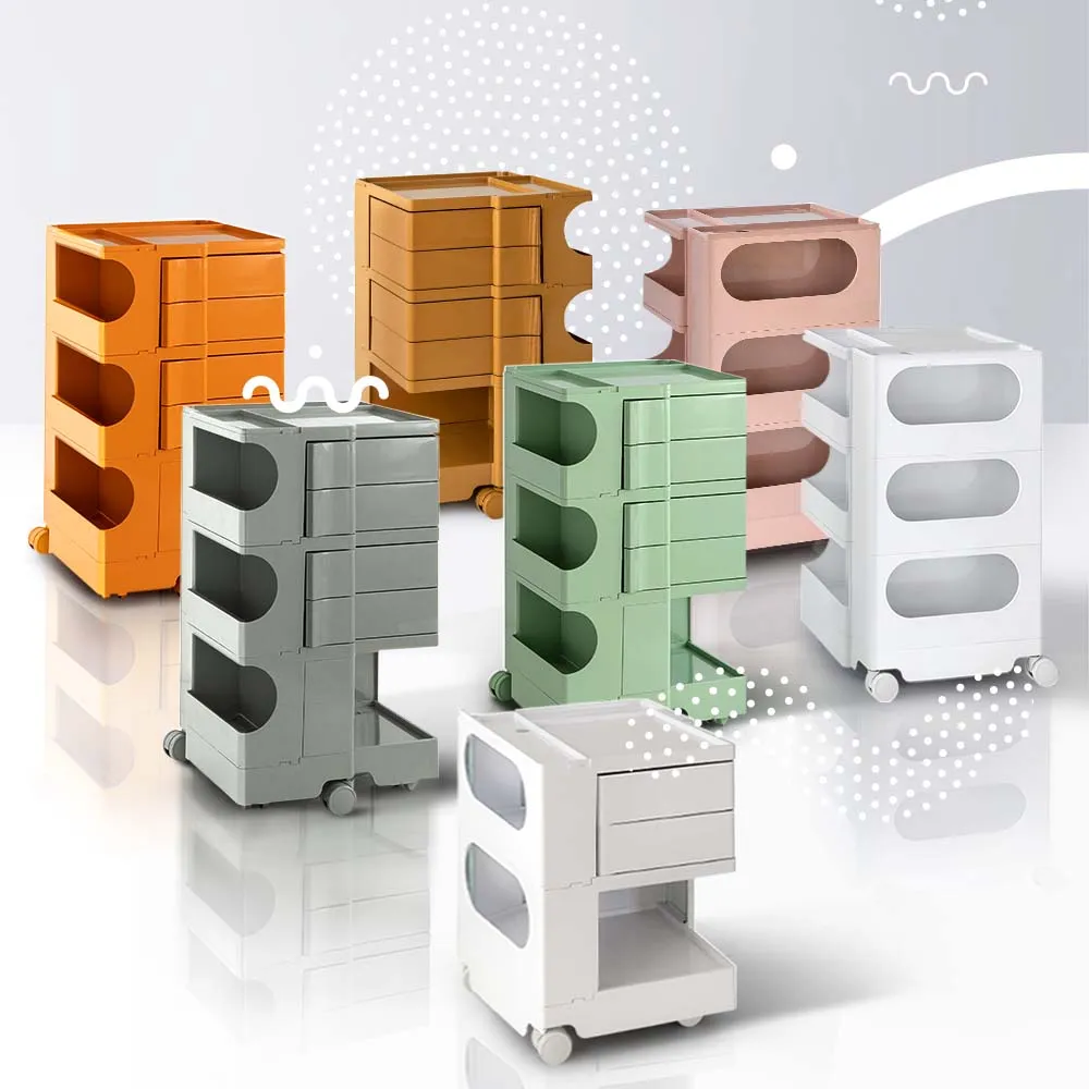 3 Tier Orange Trolley Side Table / Organizer