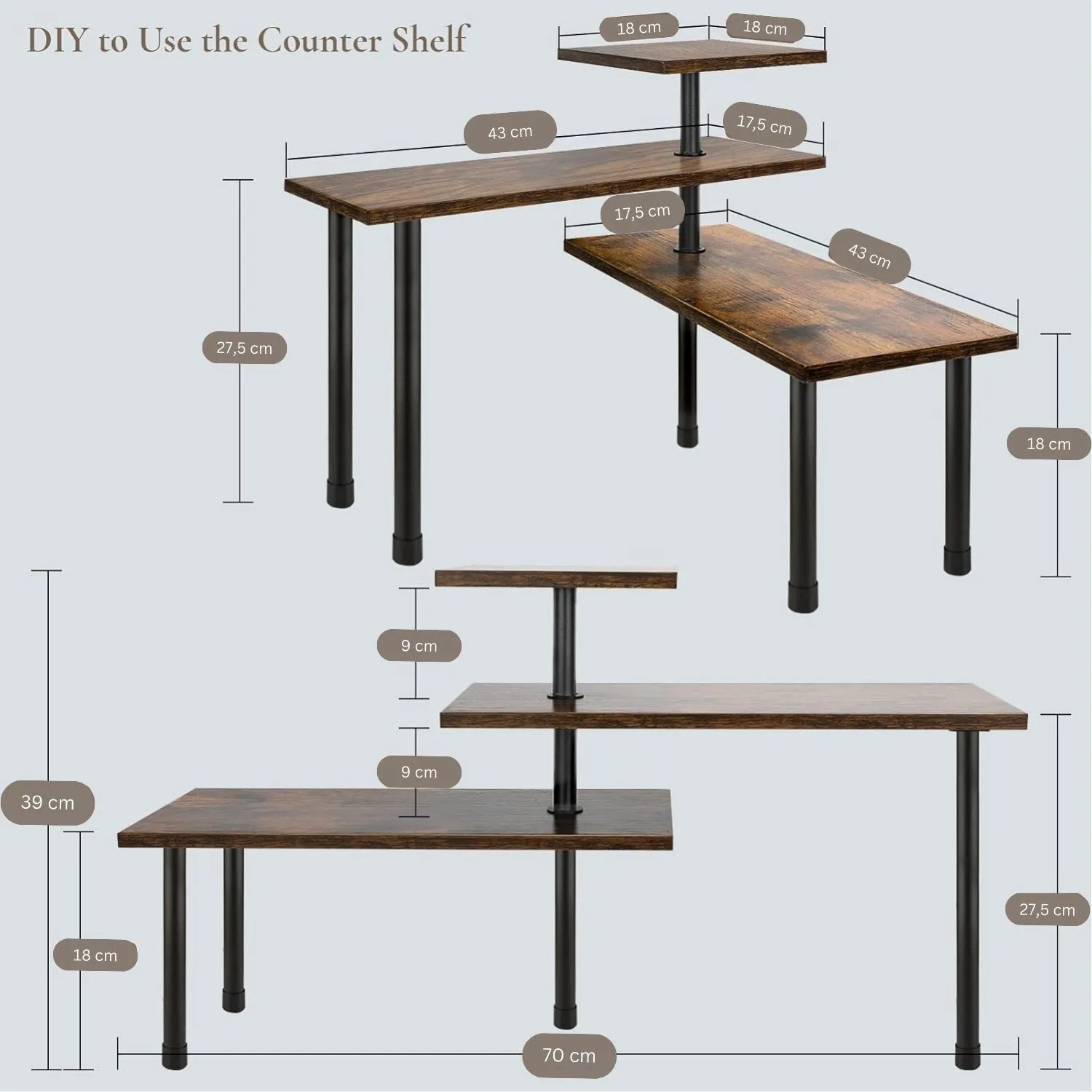 3-Tier Wooden Corner Shelf | Kitchen Spice Rack Organiser for Home Storage & Organisation