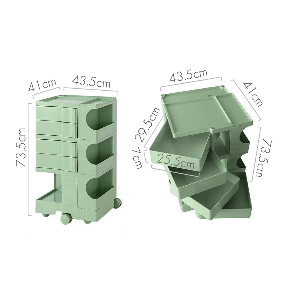 5 Tier Green Trolley Side Table / Organizer