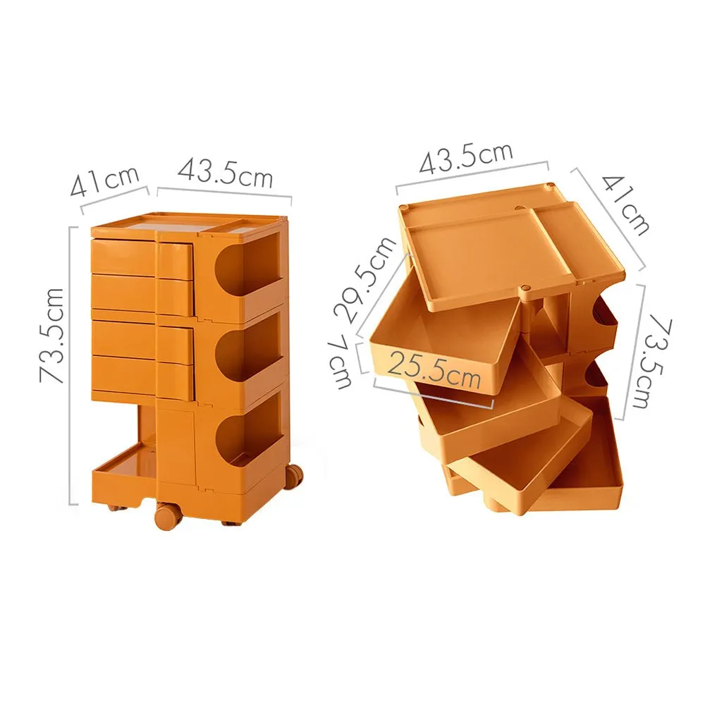 5 Tier Orange Trolley Side Table / Organizer