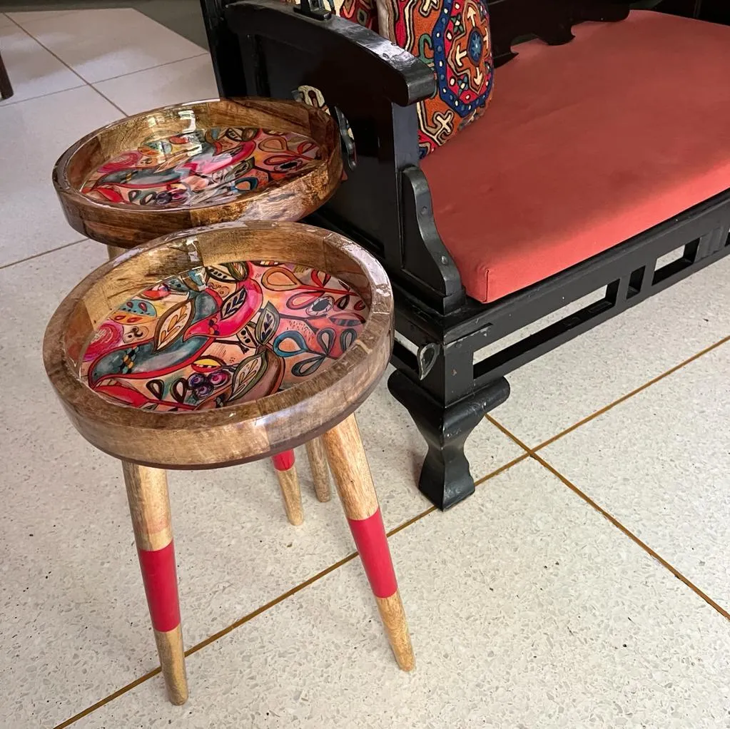 Antika 2- Summer Flowers Design ( Set of 2 Circular Tables )