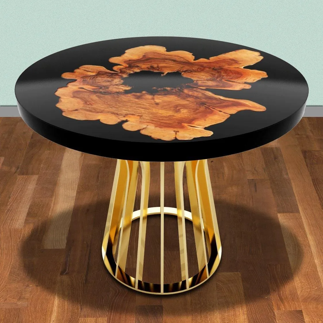 Black Amiata Olive Wood Round Dining Table