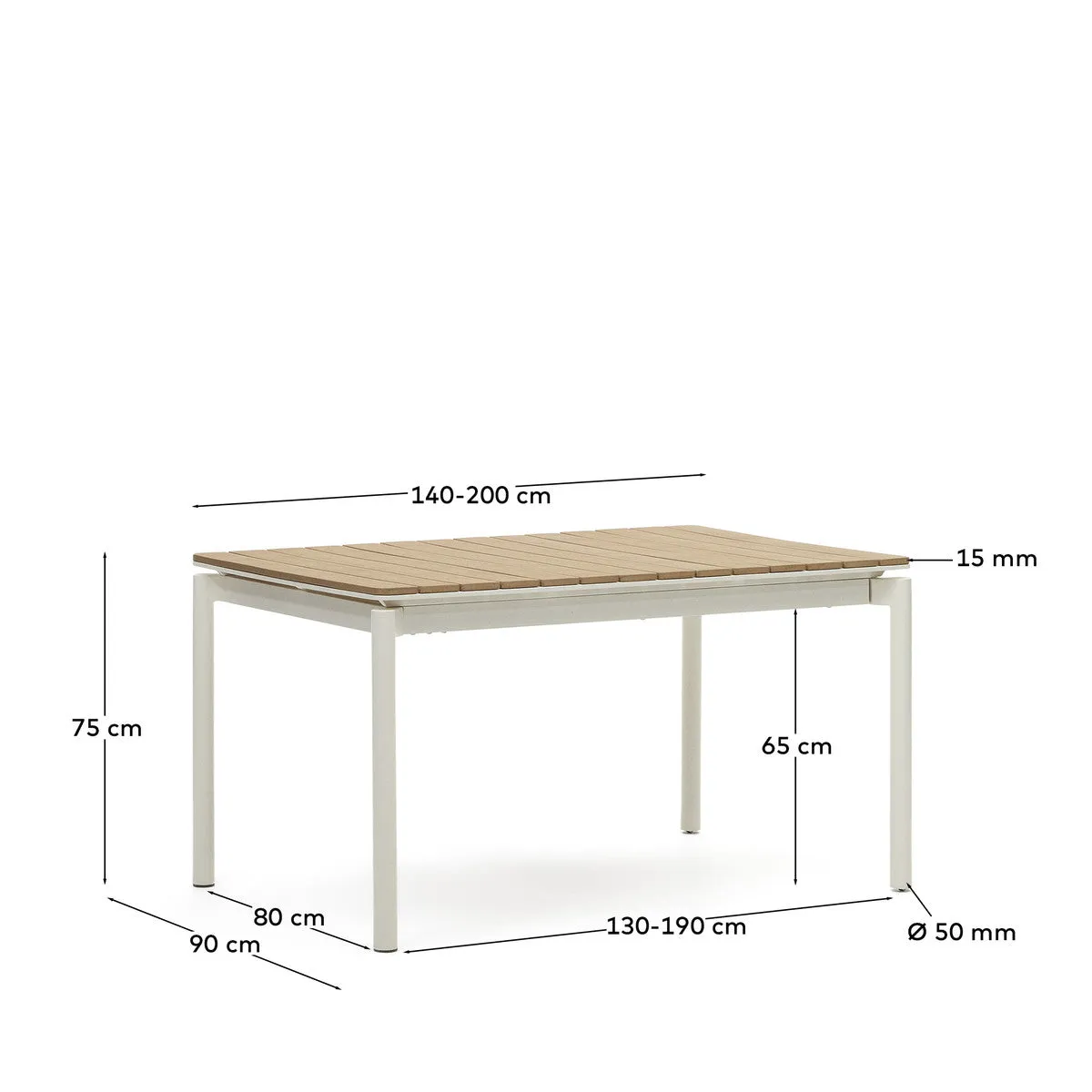 Cayman White 140-200cm Extendable Table