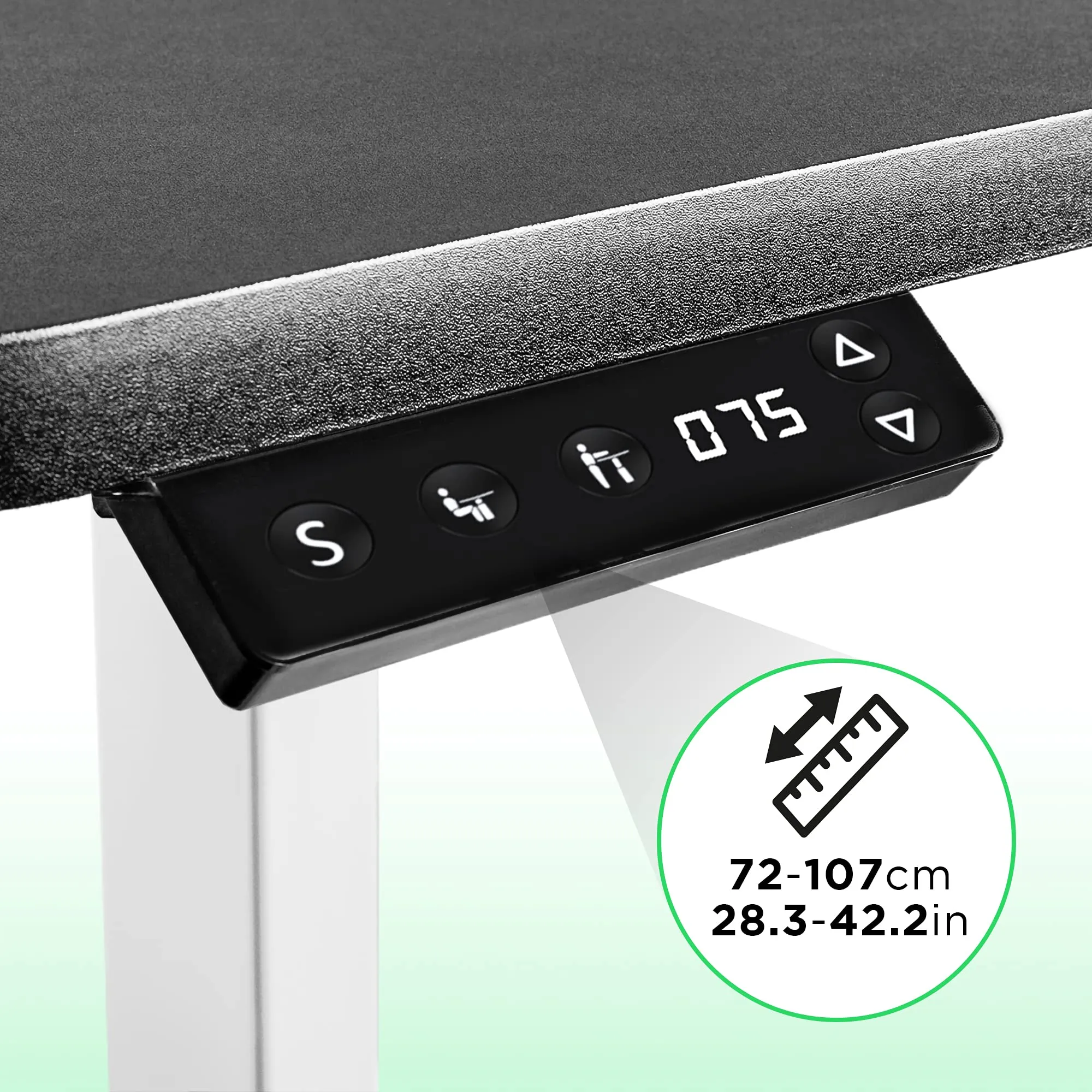 Duronic Sit Stand Desk Frame TM12 WE | Electric Standing Office Table | Frame ONLY | Height Adjustable 71-116cm | Ergonomic Workstation | WHITE | Memory Function | Single Motor / 2 Stage