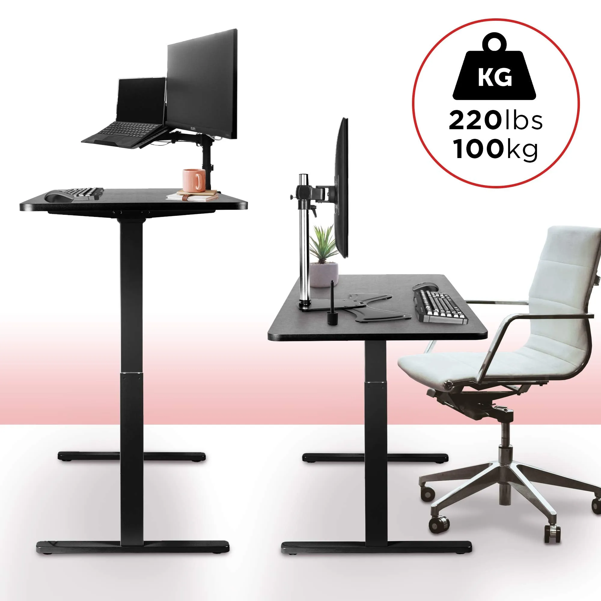 Duronic Sit Stand Desk Frame TM22 BK | Electric Standing Office Table | Frame ONLY | Height Adjustable 71-116cm | Ergonomic Workstation | BLACK | Memory Function | Dual Motor / 2 Stage