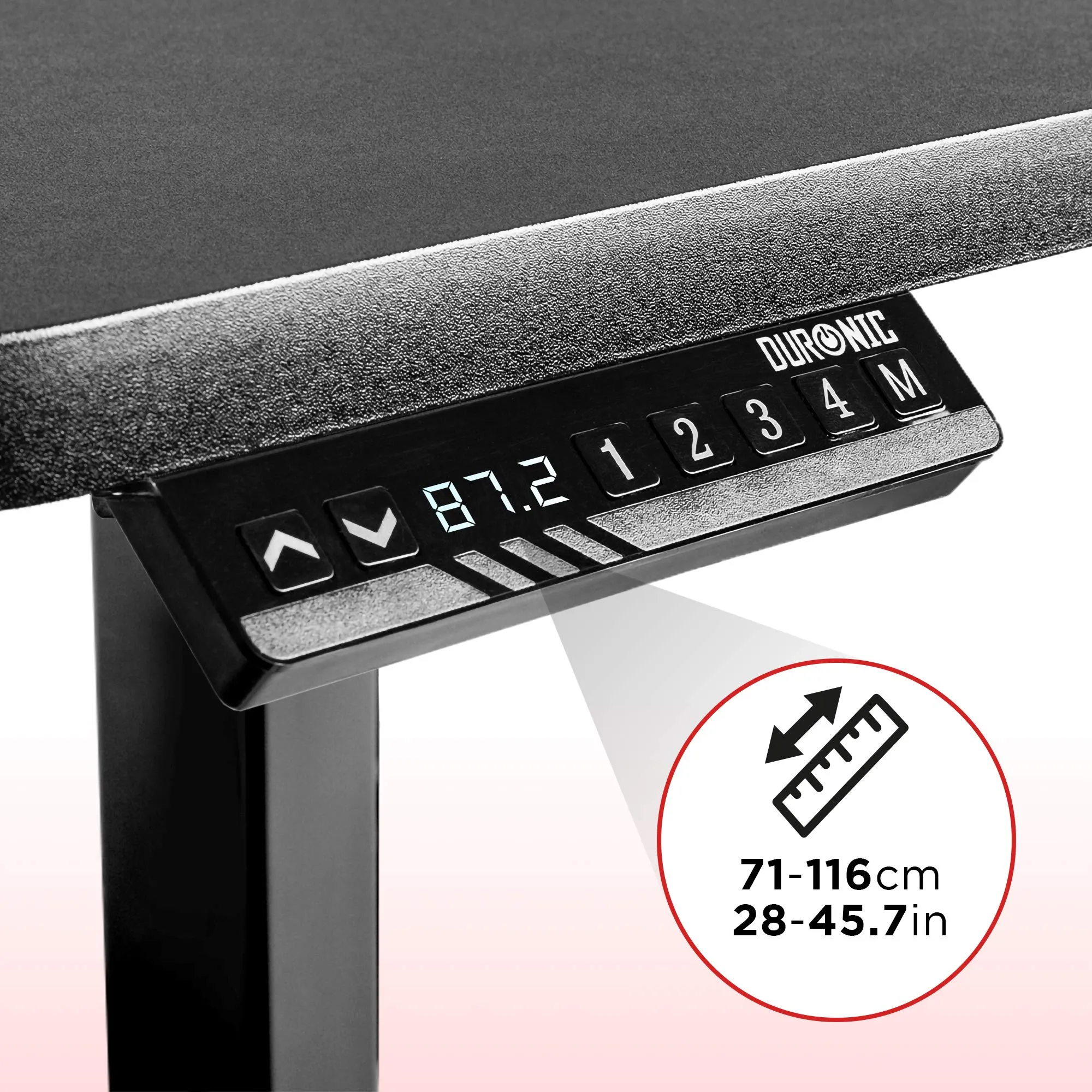 Duronic Sit Stand Desk Frame TM22 BK | Electric Standing Office Table | Frame ONLY | Height Adjustable 71-116cm | Ergonomic Workstation | BLACK | Memory Function | Dual Motor / 2 Stage