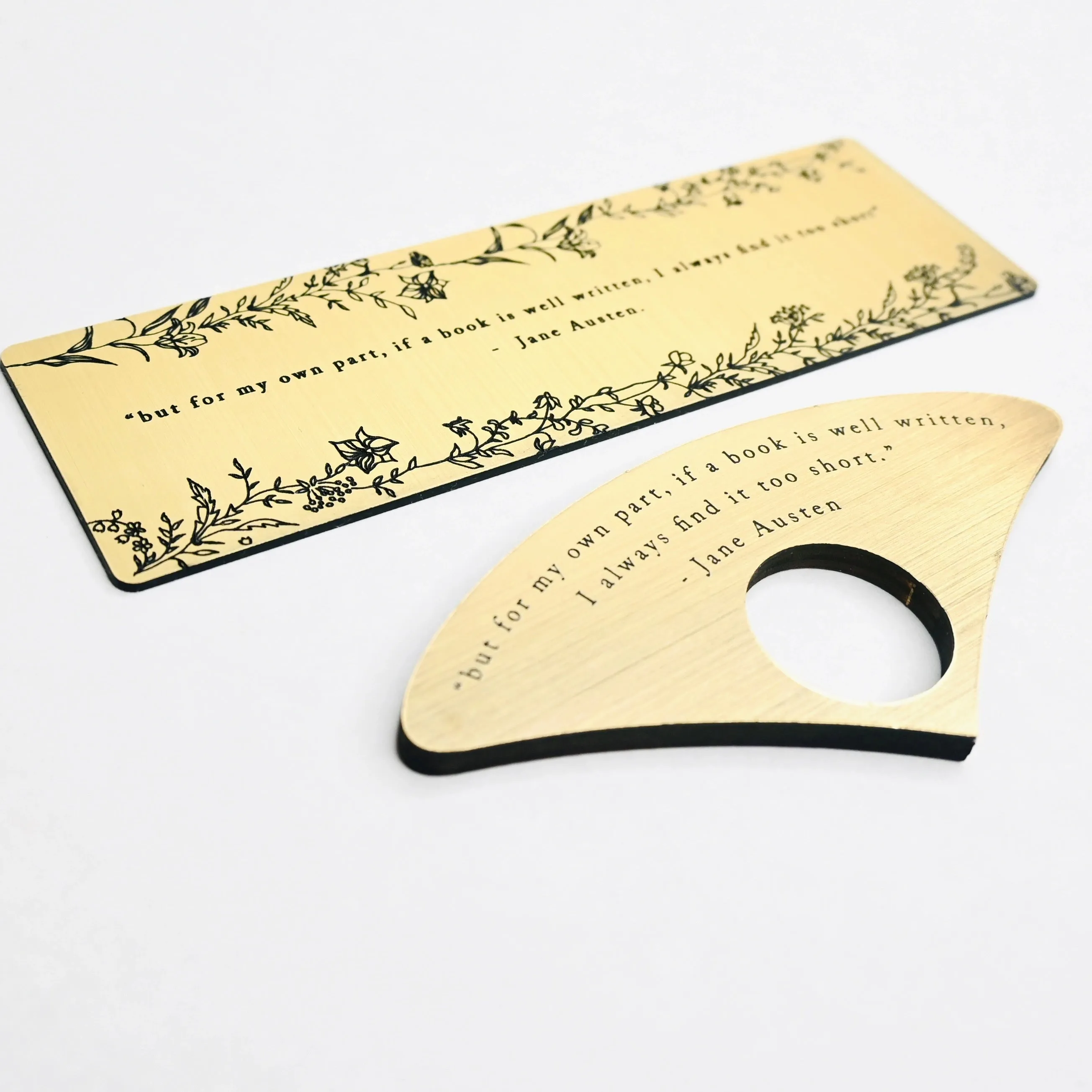 Jane Austen Quote Bookmark in Brushed Gold