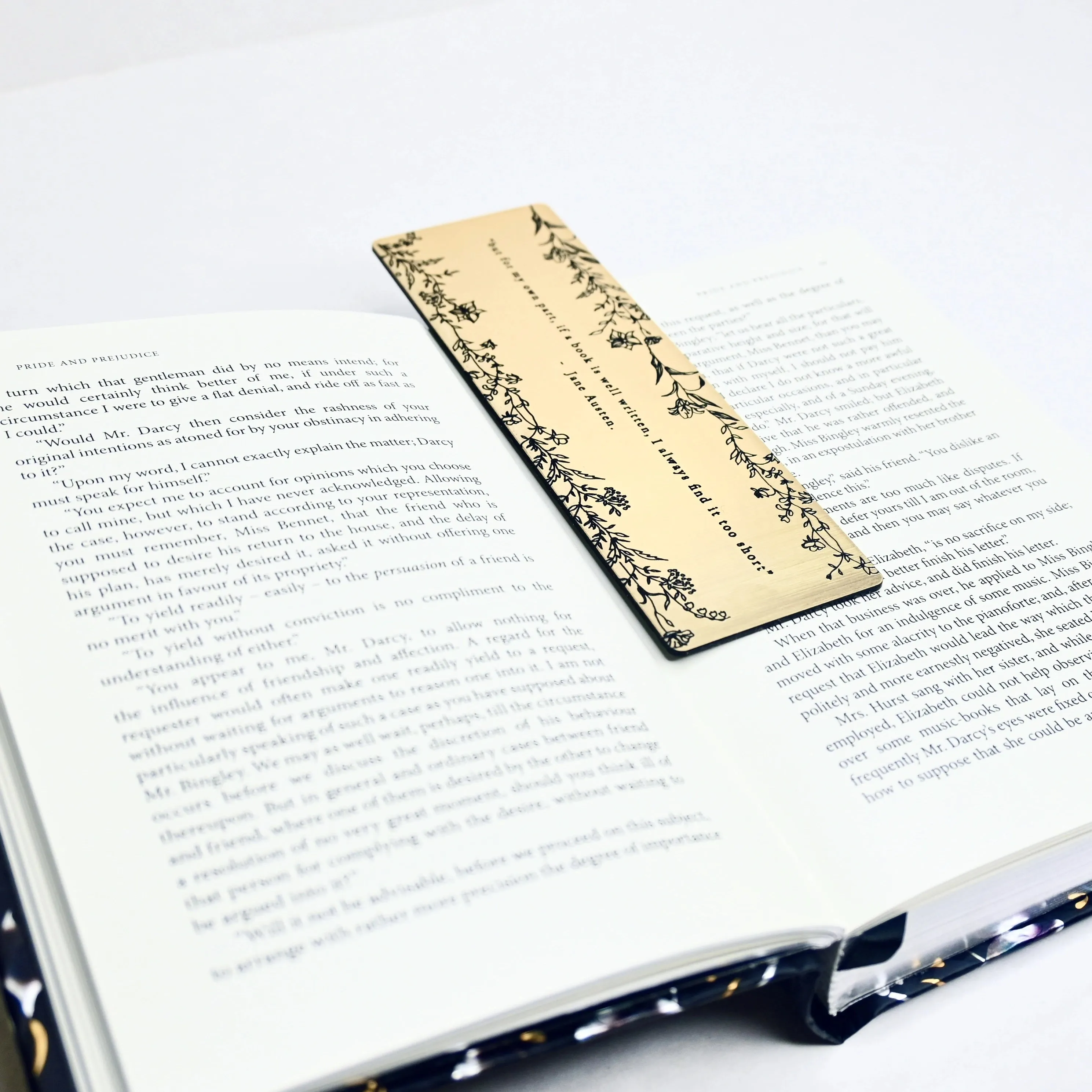 Jane Austen Quote Bookmark in Brushed Gold