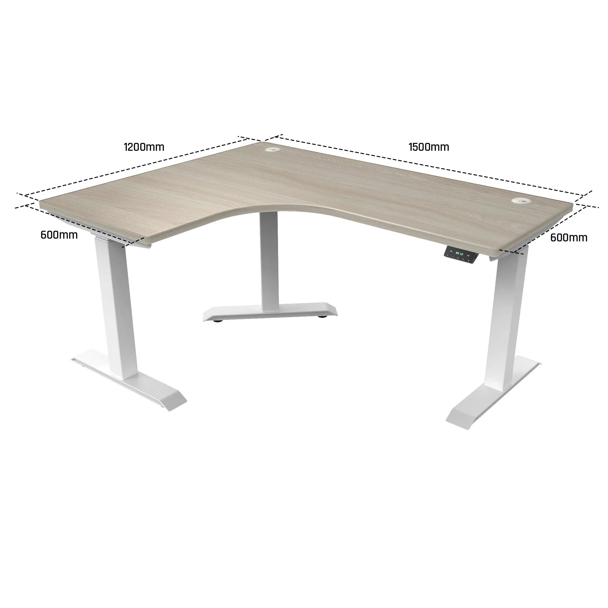 L-Shaped Extended Standing Desk Standard Size, MFC Tabletop