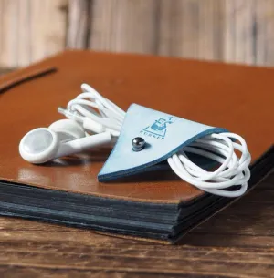 Leather Cord Holder x 2pcs Coated with Wax #Blue