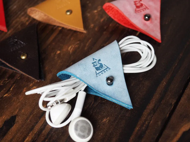 Leather Cord Holder x 2pcs Coated with Wax #Blue