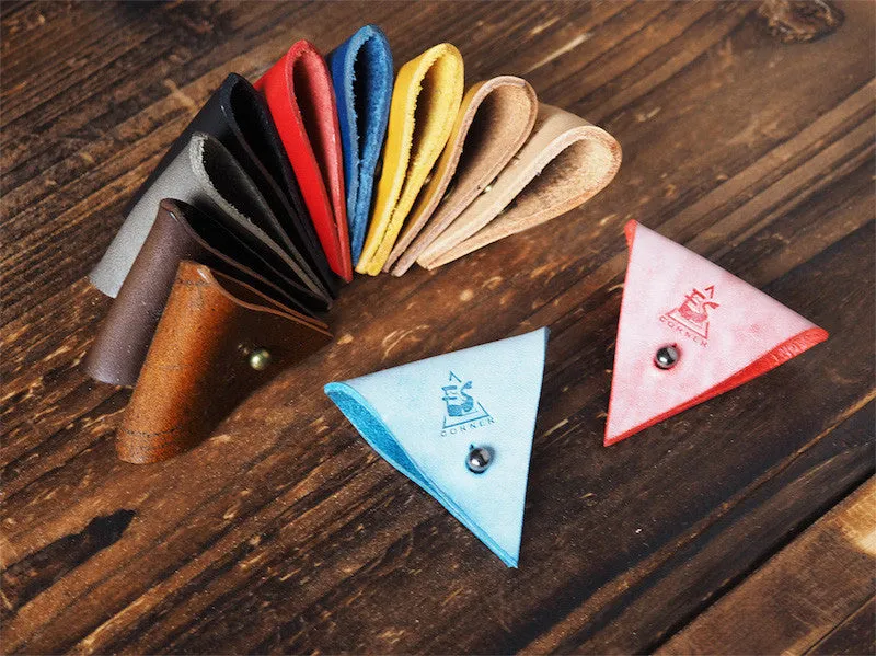 Leather Cord Holder x 2pcs Coated with Wax #Blue