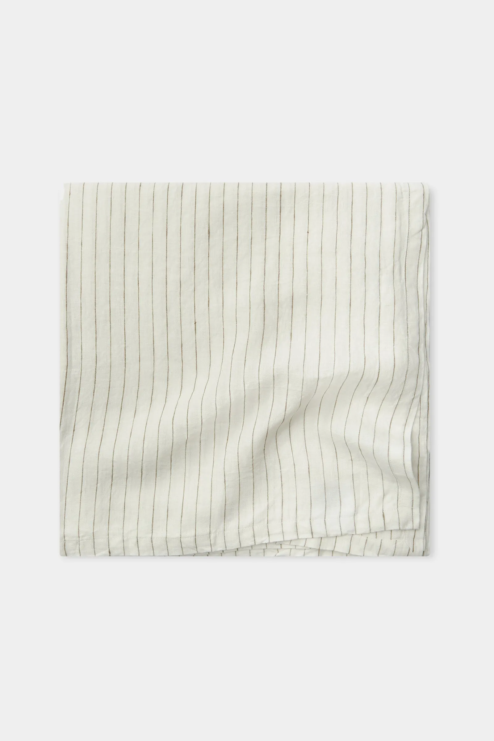 Linen Table Cloth Olive Pinstripe