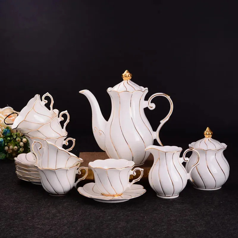Luxury Gold Inlay Bone China Coffee Set