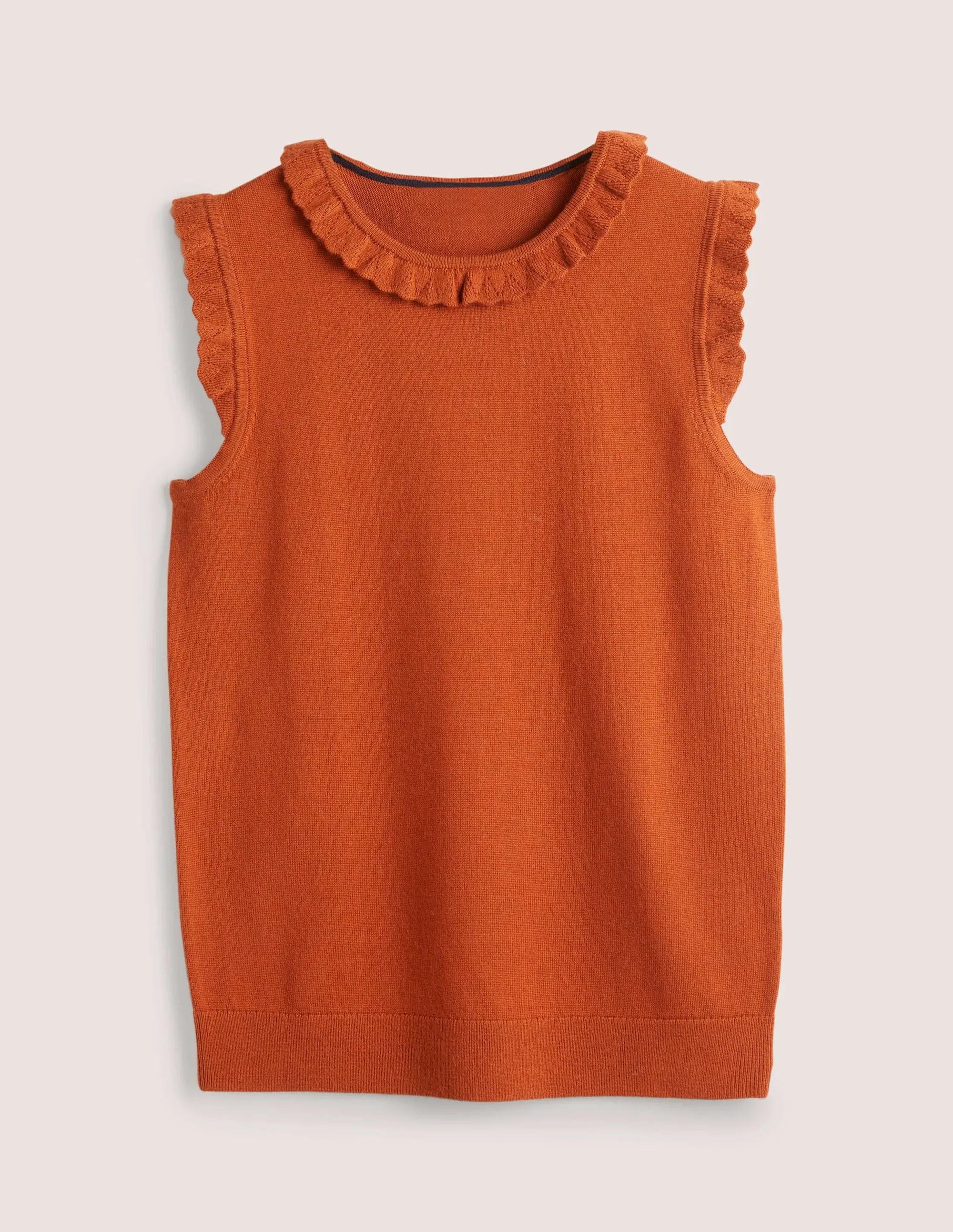Merino Knitted Tank Top-Rust