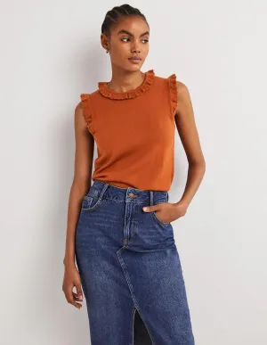 Merino Knitted Tank Top-Rust