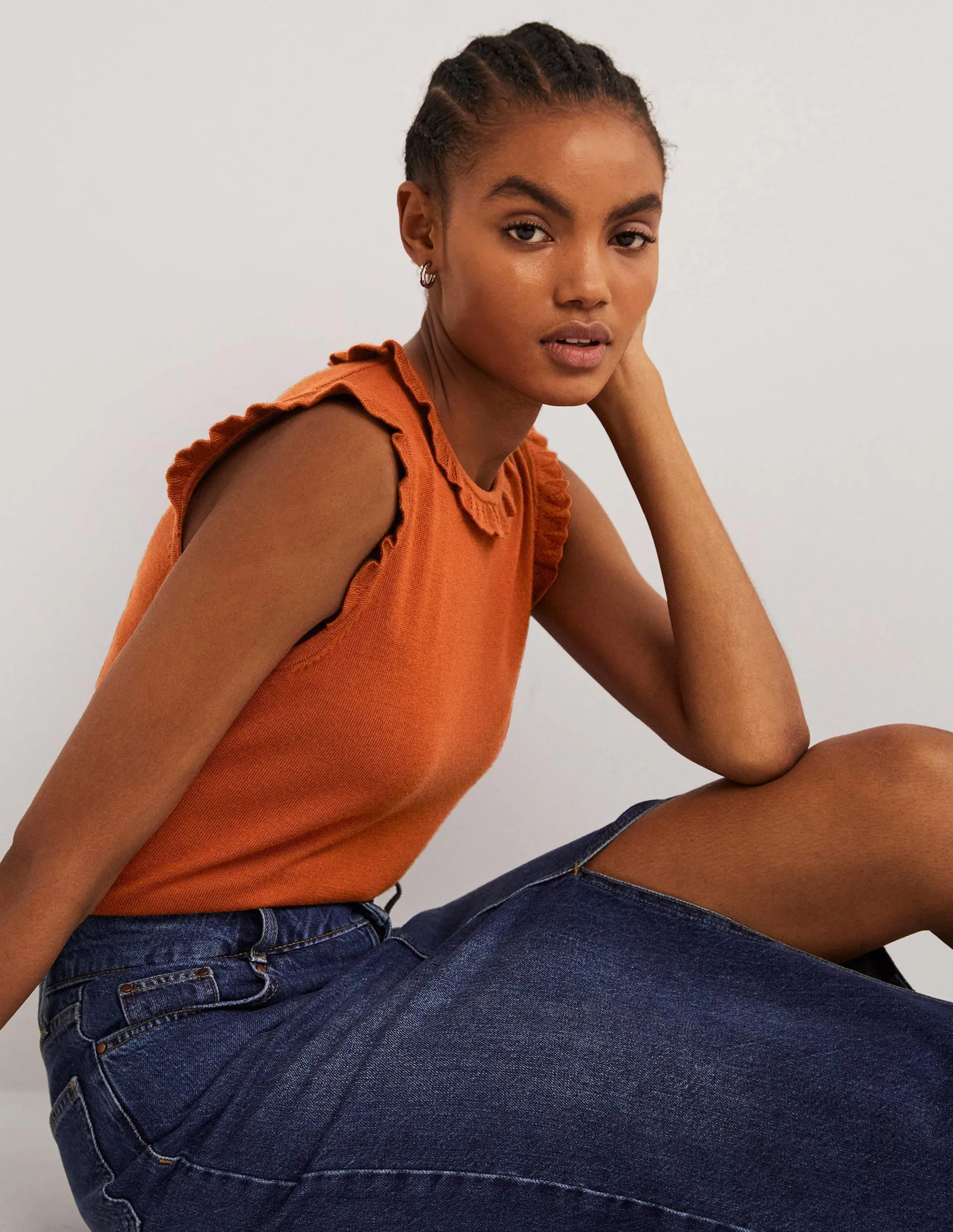 Merino Knitted Tank Top-Rust
