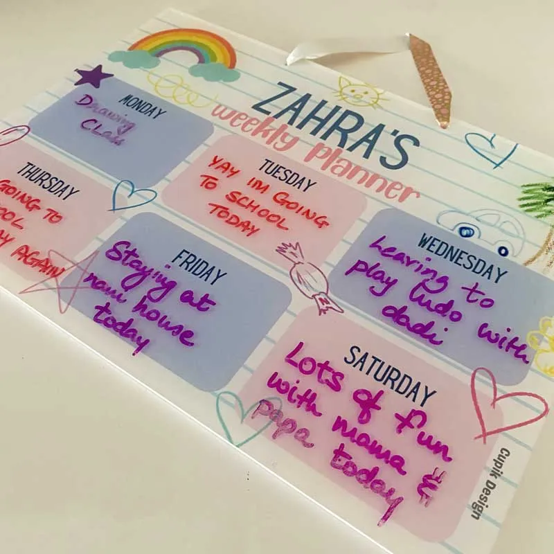Personalised Arty Corner Weekly Planner - Reusable