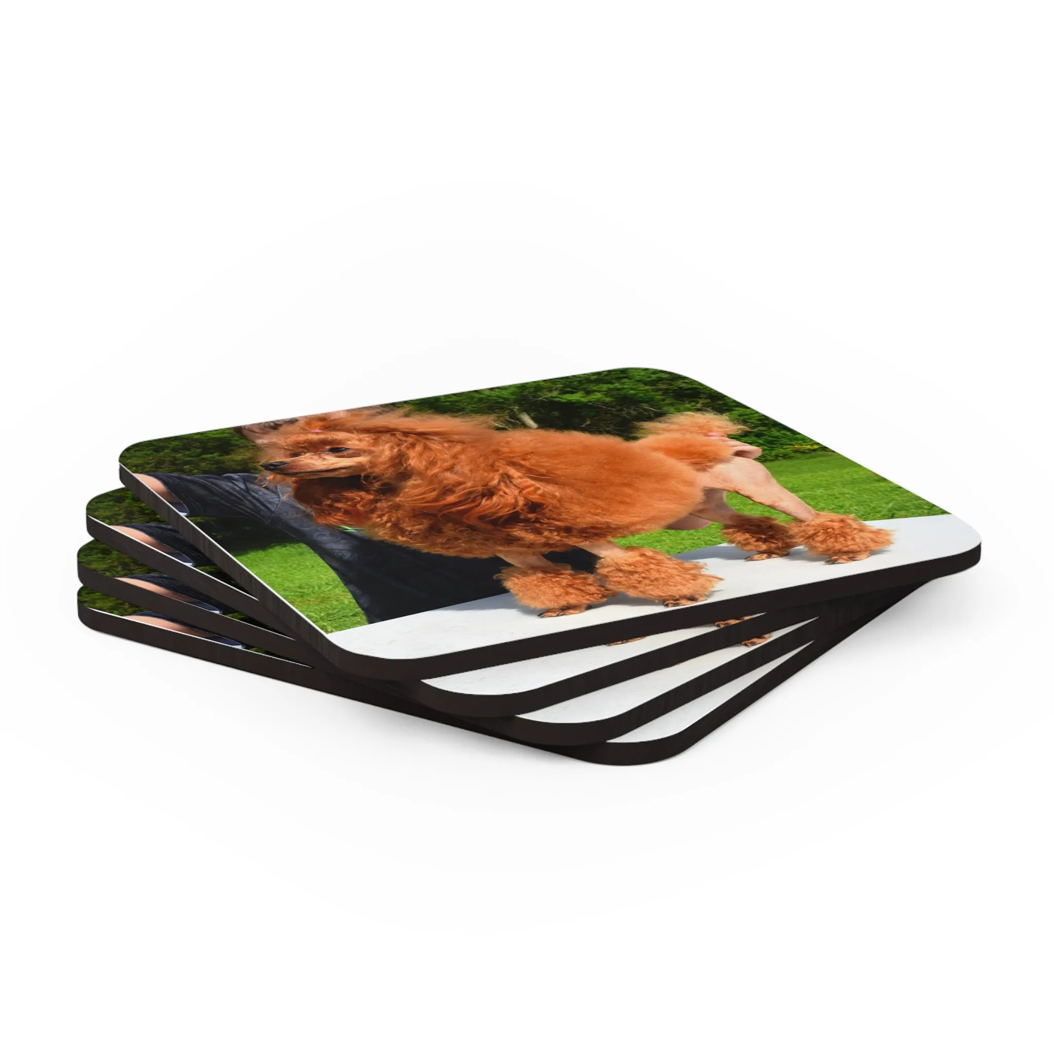Poodle Coasters - Set of 4 Hardboard Coasters - Radiant Red Poodles - Terra Continental Clip