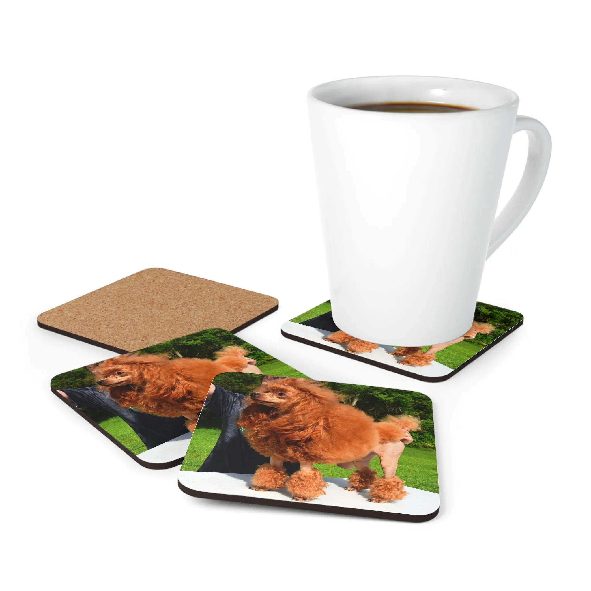 Poodle Coasters - Set of 4 Hardboard Coasters - Radiant Red Poodles - Terra Continental Clip