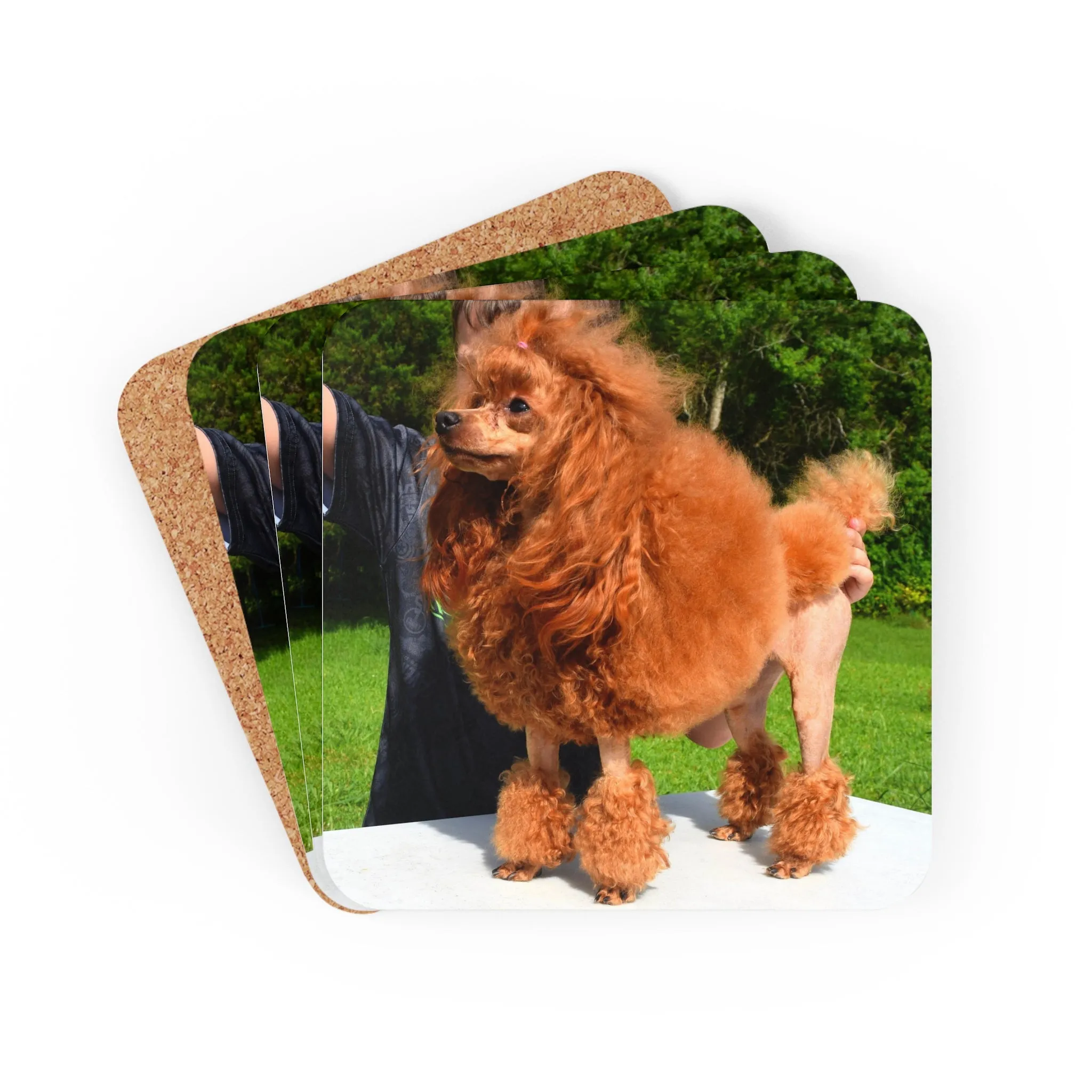 Poodle Coasters - Set of 4 Hardboard Coasters - Radiant Red Poodles - Terra Continental Clip