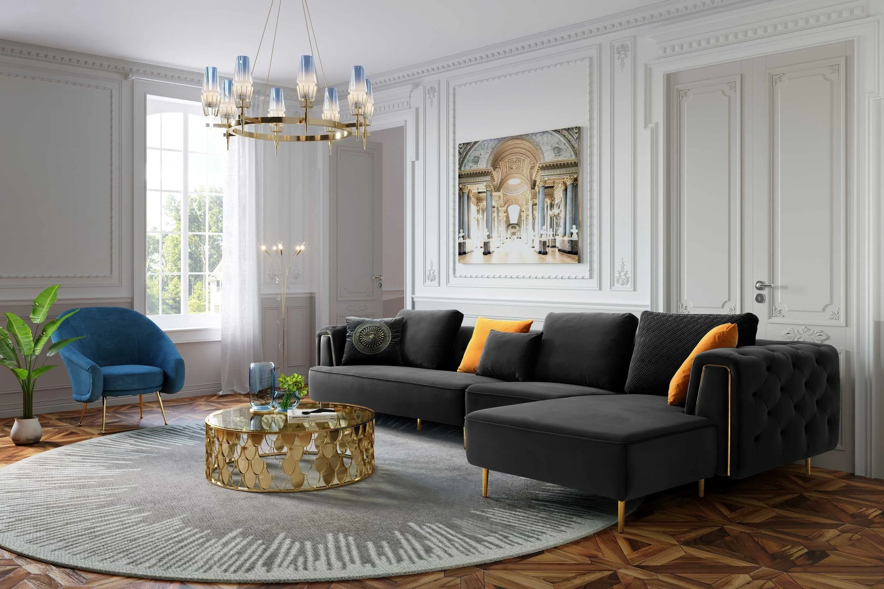 Rubeza Sofia Right Hand Facing Big Corner Sofa - Black
