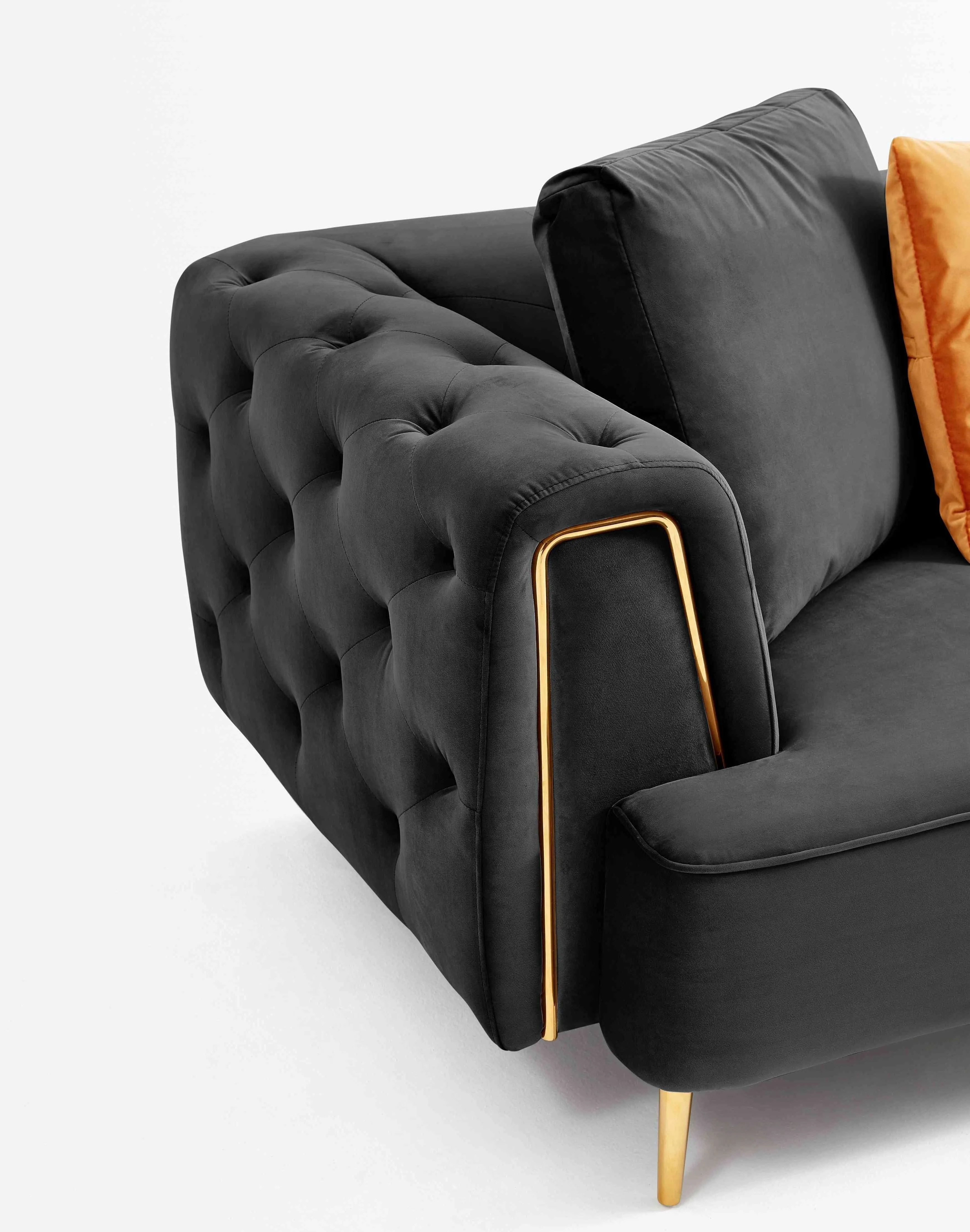 Rubeza Sofia Right Hand Facing Big Corner Sofa - Black