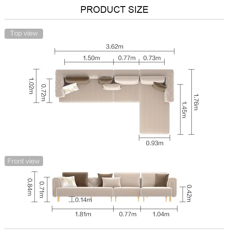 Rubeza Sofia Right Hand Facing Big Corner Sofa - Warm Sand